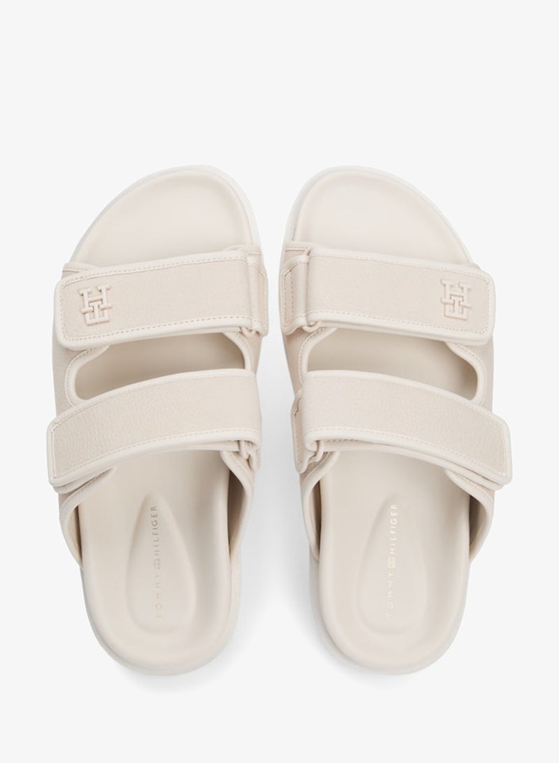 TOMMY HILFIGER Leather Double Strap Serrated Sandals - Image 5